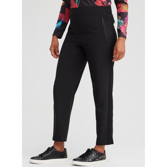 Chicos High Rise Ribbed Side Pull On Pants Size 6 Black - Picture 11 of 11